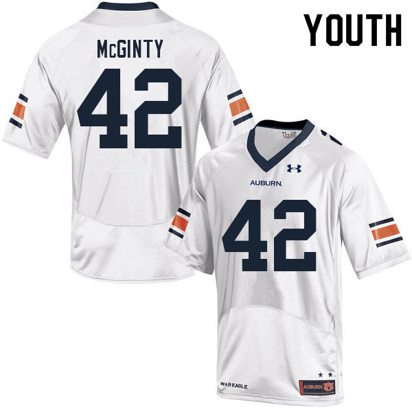 Youth #42 Joey McGinty Auburn Tigers College Football Jerseys Sale-White - Click Image to Close